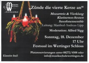 Abgesagt wegen Krankheit: "Zünde die vierte Kerze an" @ Festsaal, Schloss Wertingen
